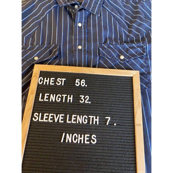 Stoneriver Outfitters Mens Sz 2X Blue Striped Pearl Snap Short Sleeve Shirt - Picture 8 of 8